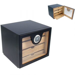 Cigar Humidor - Black Cabinet 4 Drawer (HUM033)