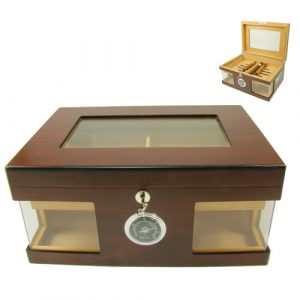 Cigar Humidor - Large Mahogany Glass Front Lockable (HUM043)