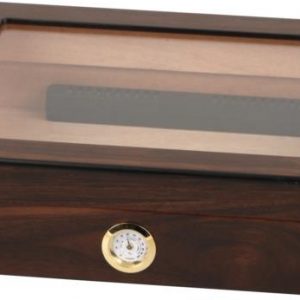 Cigar Humidor - Polished Brown Glass Top 25c (HUM036)