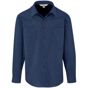 BIZ Micro check long sleeve shirt - Mens - navy (BIZ-3630)