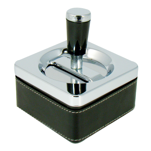 Spinning Ashtray - Black PVC Square (Ash077)