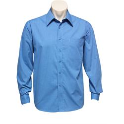 BIZ Micro check long sleeve shirt - Mens - blue (BIZ-3630)