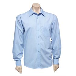 BIZ Micro check long sleeve shirt - Mens - light blue (BIZ-3630)