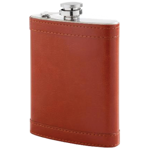 Hip Flask - 8oz Brown Leatherette (FLS030)