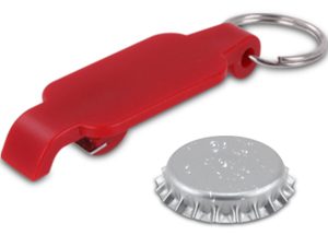 Pop keyring bottle opener - red