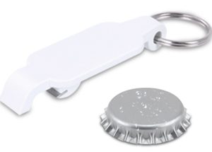 Pop keyring bottle opener - white