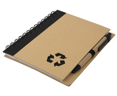 Thick Recycle Notebook and Pen - black/brown (ST326B)