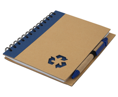 Thick Recycle Notebook and Pen - blue/brown (ST326E)