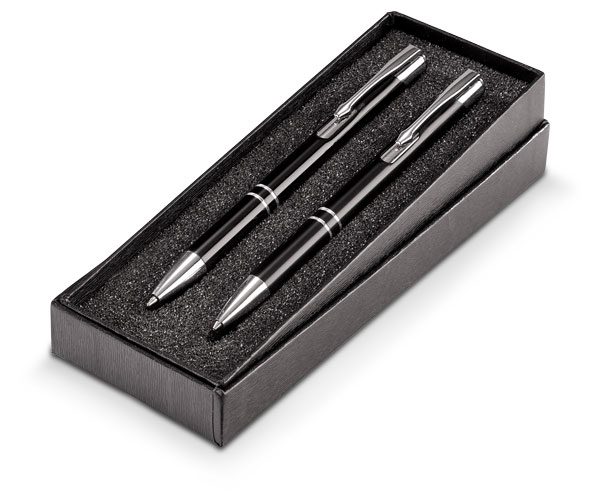 Armada metallic pen and pencil set - black
