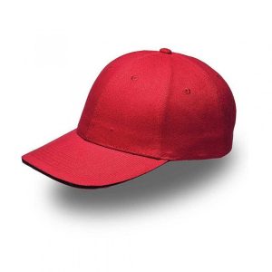 Sandwich Brushed Cotton Cap - red/black (V6001)