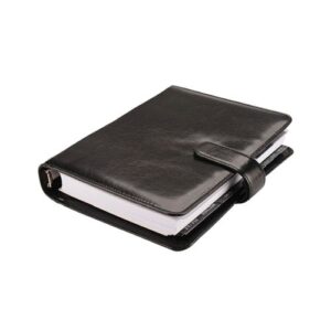 A5 Genuine Leather Organiser with Tab Closure - black (6629)