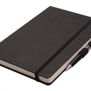 A5 Woodgrain Notebook - Thermo PU - black (NBK-6115)