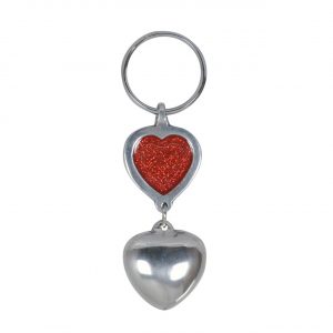 Key Ring Double Heart Red Glitter (2295)