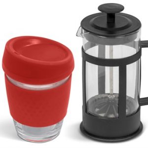 Kooshty Kupper Set With Black Plunger - Red