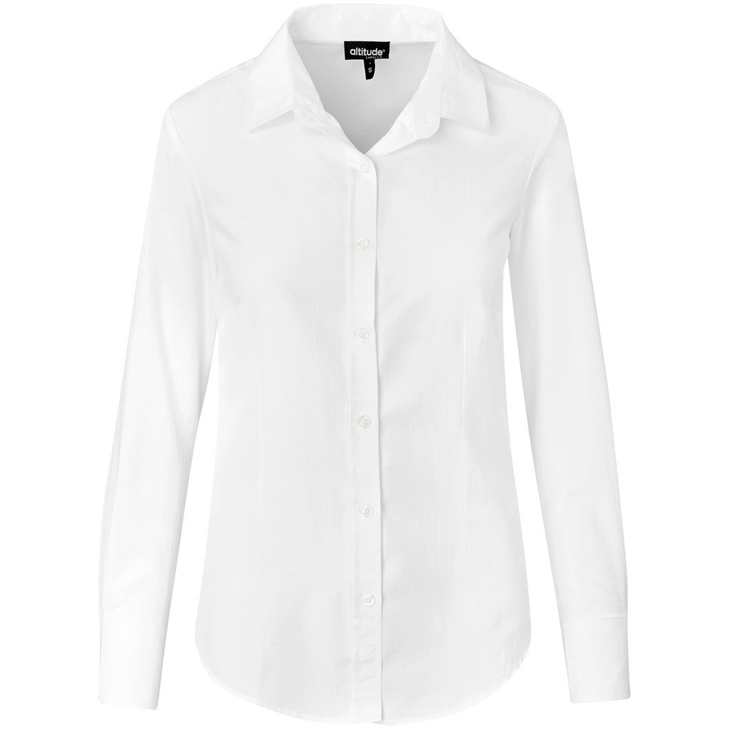 Altitude Long Sleeve Nottingham Shirt - Ladies - white