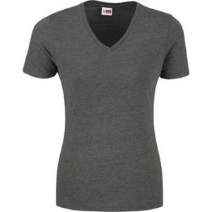 US Basic Michigan Melange V-Neck T-Shirt - Ladies - dark grey (BAS-9003)