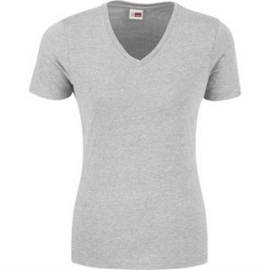 US Basic Michigan Melange V-Neck T-Shirt - Ladies - grey (BAS-9003)