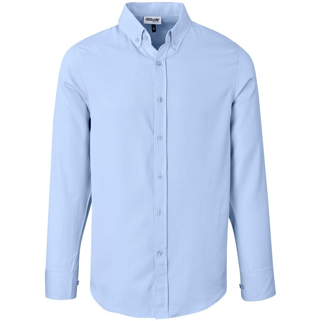 Altitude Long Sleeve Nottingham Shirt - Mens - sky blue