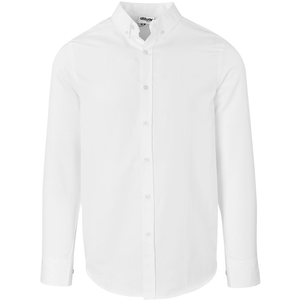 Altitude Long Sleeve Nottingham Shirt - Mens - white