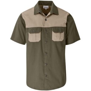 Altitude Short Sleeve Serengeti 2-Tone Bush Shirt - Mens - military green