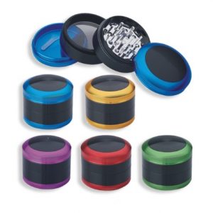 Tobacco Grinder - 4 Piece Aluminium 63mm Polished (assorted) (TBGR029)