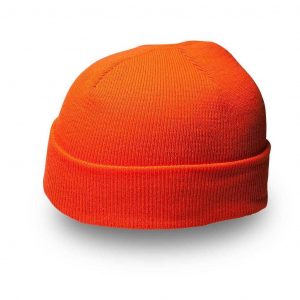 Cuffed Knitted Beanie - lumo orange (B001)
