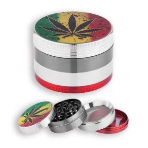 Tobacco Grinder - 4 Part Rasta Leaf 50mm (TBGR041)
