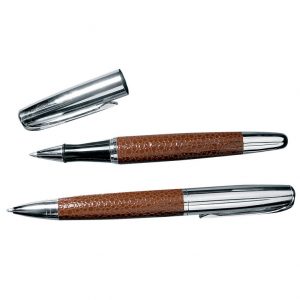 Ballpen and Rollerball Penset in matching case - brown (14022) - stock on hand