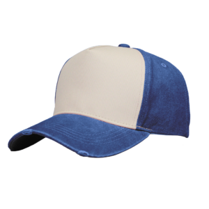 Pigment Washed 5 Panel Cap - royal blue/stone (F21500)