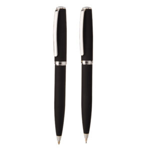 Renzo Metal Ballpen and Pencil Set - black and chrome (W-B1717)