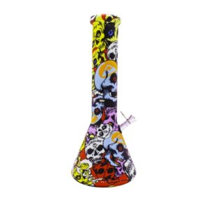 Glass Water Bong - Medium Graffiti Prints Beaker 20cm (Bong069)