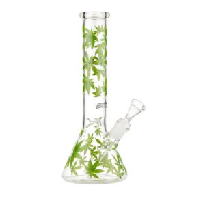 Glass Bong - Green Leaf Ice Catcher Bong - 30cm (Bong072)