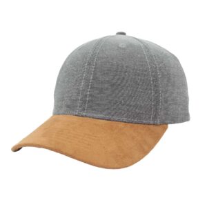 Chambray/Suede 6 Panel Cap - grey/stone (F21600)