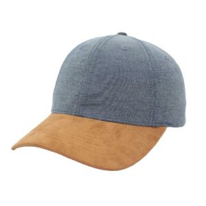 Chambray/Suede 6 Panel Cap - navy/tan (F21600)