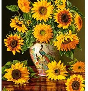 Sunflowers In Peacock Vase (1000 Piece Puzzle)