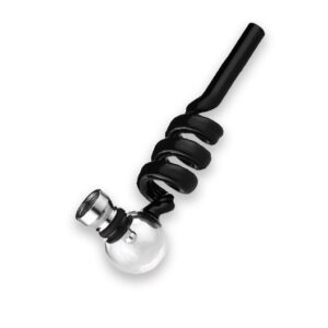 Rasta Pipe - Glass Pipe Spiral with Skull bowl 14cm (Pipe8553)