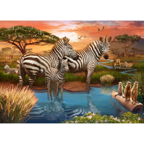 Zebra Family (1000 Piece Puzzle)