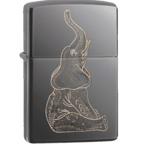 Zippo Lighter: 150 Reg Zentangle Elephant Design
