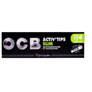 OCB Charcoal Active Tip Slim Filters (10x50s) (OCB022)