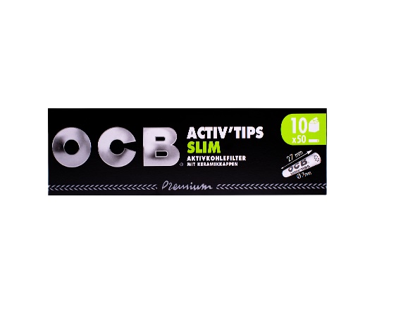 OCB Charcoal Active Tip Slim Filters (10x50s) (OCB022)