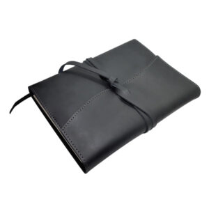 A5 Griffin Trifold Notebook - Genuine Leather - black (9958)