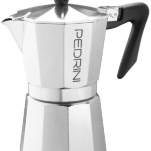 Pedrini Coffee Maker: Polished Aluminium 6 Cups - Black (9084-810)