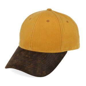 Two-Tone Waxed Oilskin 6 Panel Cap - mustard/brown (23604)