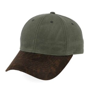 Two-Tone Waxed Oilskin 6 Panel Cap - olive/brown (23604)