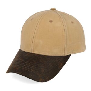 Two-Tone Waxed Oilskin 6 Panel Cap - stone/brown (23604)