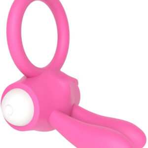 Power Clit Silicone Rabbit Cock Ring Pink Vibrator