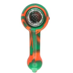 Rasta Pipe - Silicone with Glass Bowl (Assorted), 11cm (Pipe8538)