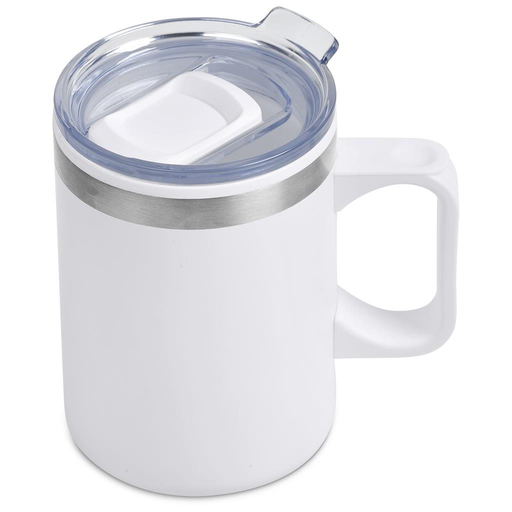 Kooshty Angelo Stainless Steel and Plastic Double-Wall Mug, 360ml - white (KS-291)