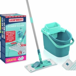 Leifheit PowerClean - Med Floor Mop and Bucket Set with Extra Wiper Cover (55515)