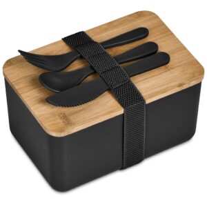 Okiyo Pasuta Recycled Plastic and Bamboo Lunch Box - black (OK-125)